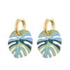 Orecchini a cerchio rotondi smaltati colorati con ciondolo a foglia grande in acciaio inossidabile color oro per donna Gioielli Statement Vintage