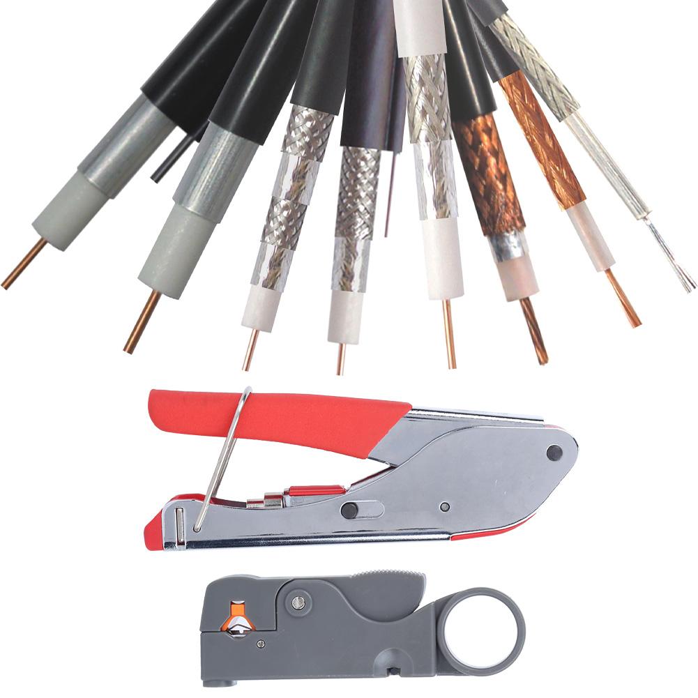 22PCs Cable Crimping Cutter Multifunction Crimper Coaxial F Head Crimping Tool Wire Stripper