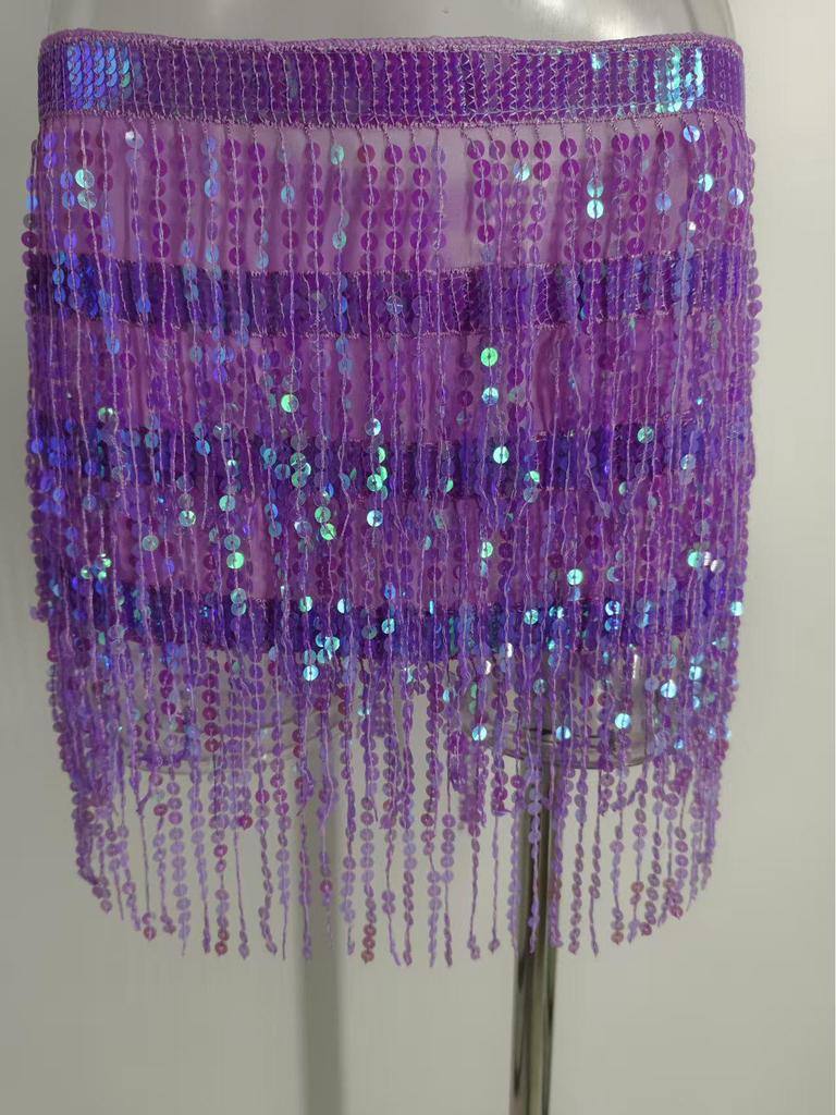 Halloween Belly Dance Costume: Sexy Sequin Tassel Hip Scarf & Waist Chain