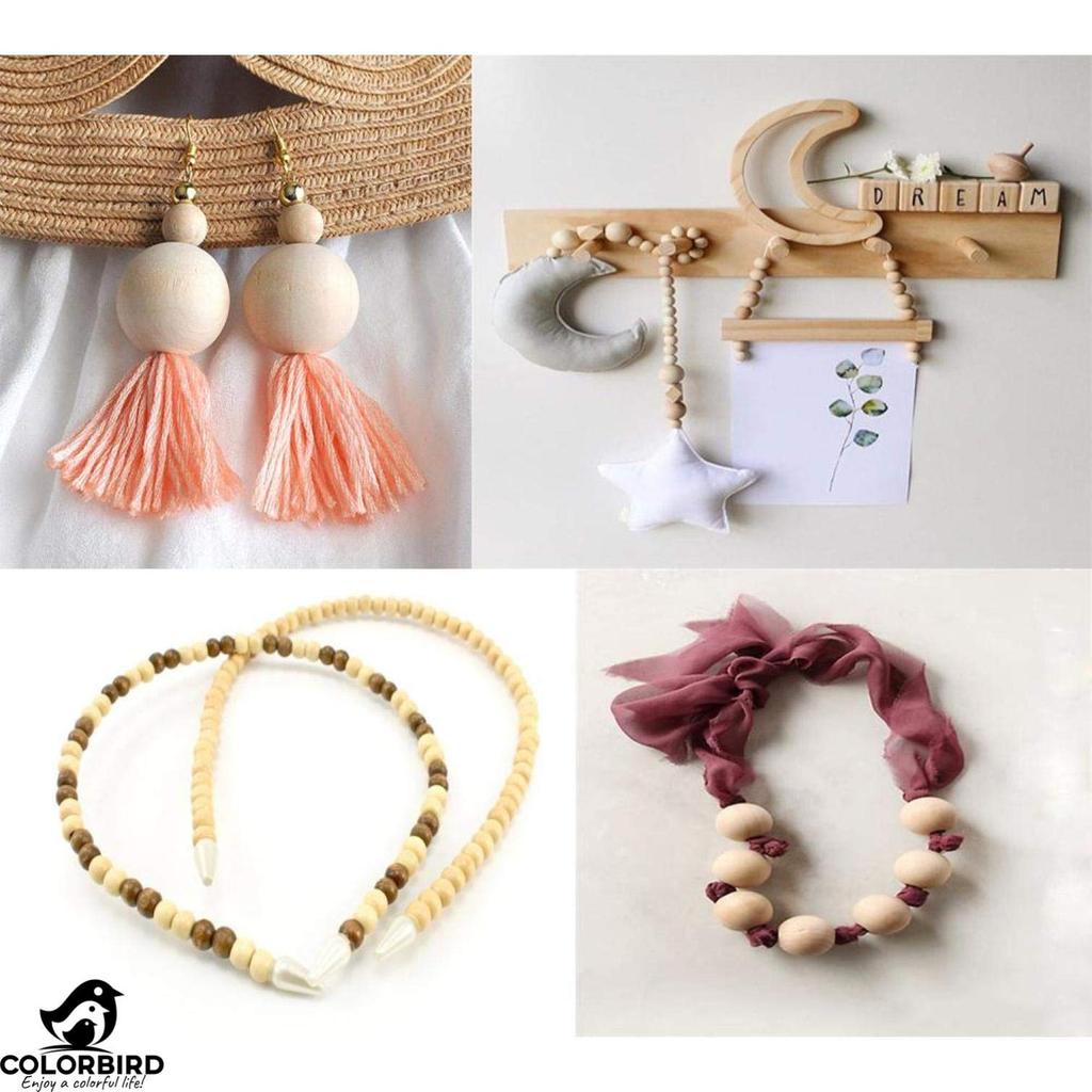 COLORBIRD Wood Beads Handmade Accessories Parts Crafts Necklaces Craft Supplies Bead Accessories (25mm 25pcs)