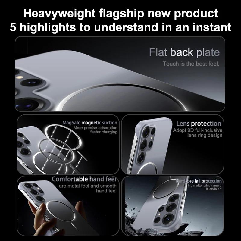 Frameless Magnetic for Magsafe Phone Case for Samsung Galaxy S26 Ultra S25 Edge S24 S23 S22 Plus Gradient Color Soft Back Cover