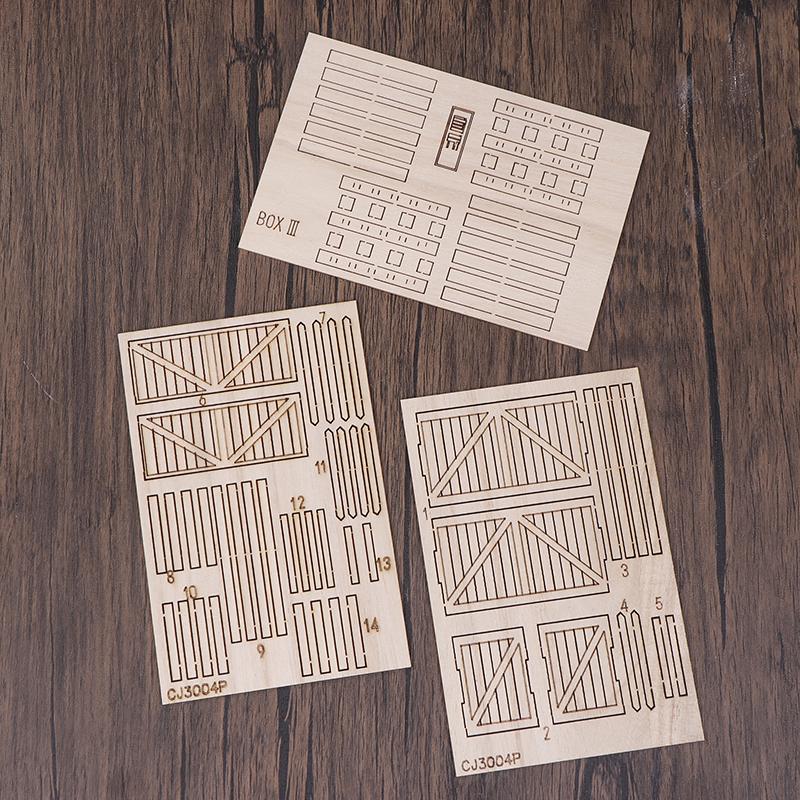Scale 1:35 Miniature Wooden Box/Tray Bracket Assembly Model Handmake Diy Sand Table Scene Layout Materials Diorama Kit 1Pcs