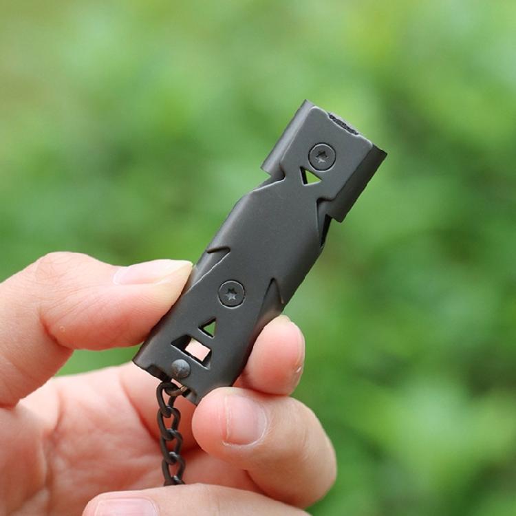 2 Stück Doppeltrompeten Signalpfeifen Edelstahl Notfallpfeifen Taschenwerkzeug