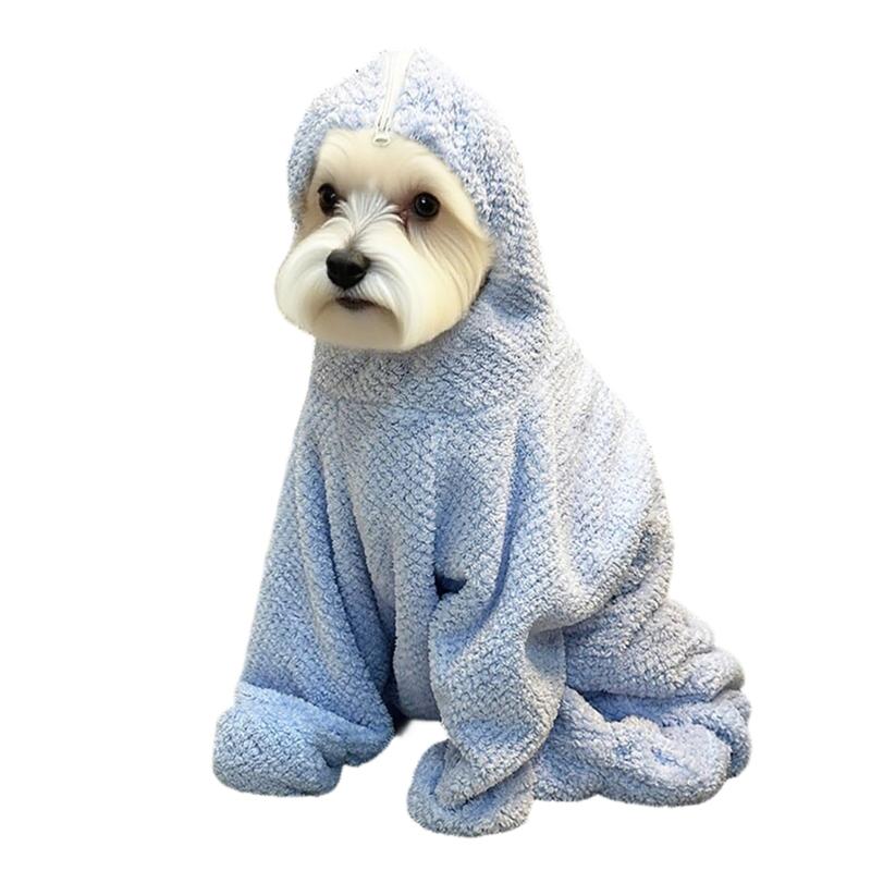 

High Absorbent Bath Towel for Dog Providing Full Body Coverage and Easy to Wear 4 Leg Wrap Shower Towel For Fast Drying S
