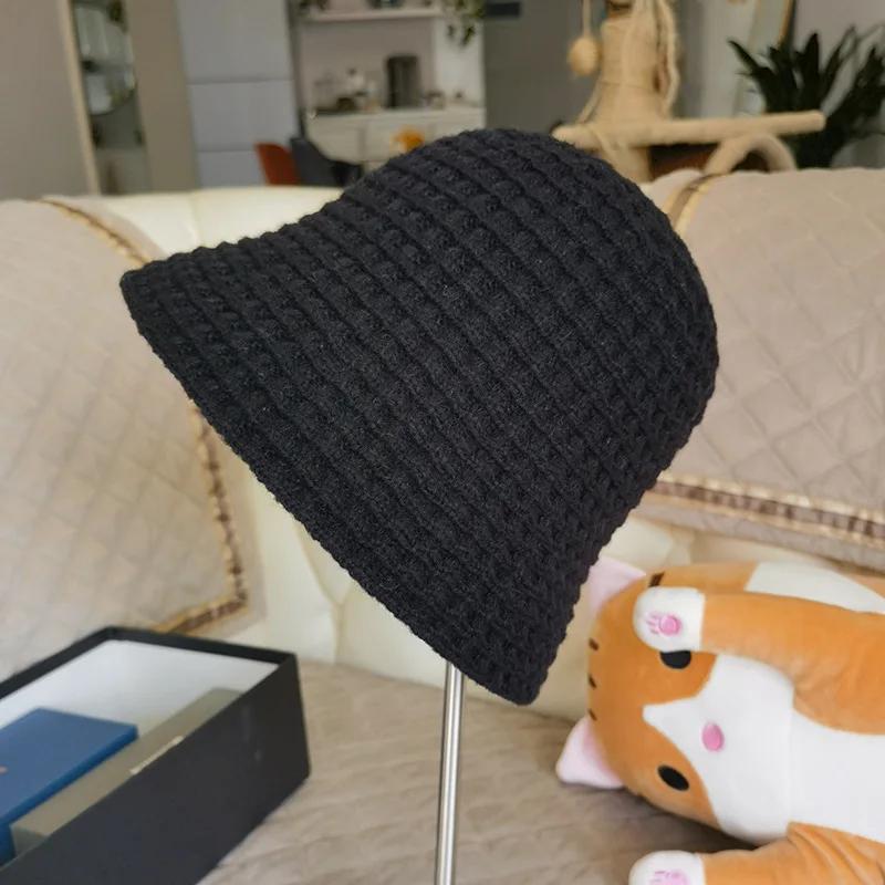 New Winter Hat Ins Wind Japanese Bucket Hats Korean Version Cute Knitted Hats Wool Bucket Hat For Women Mother Mum Gift