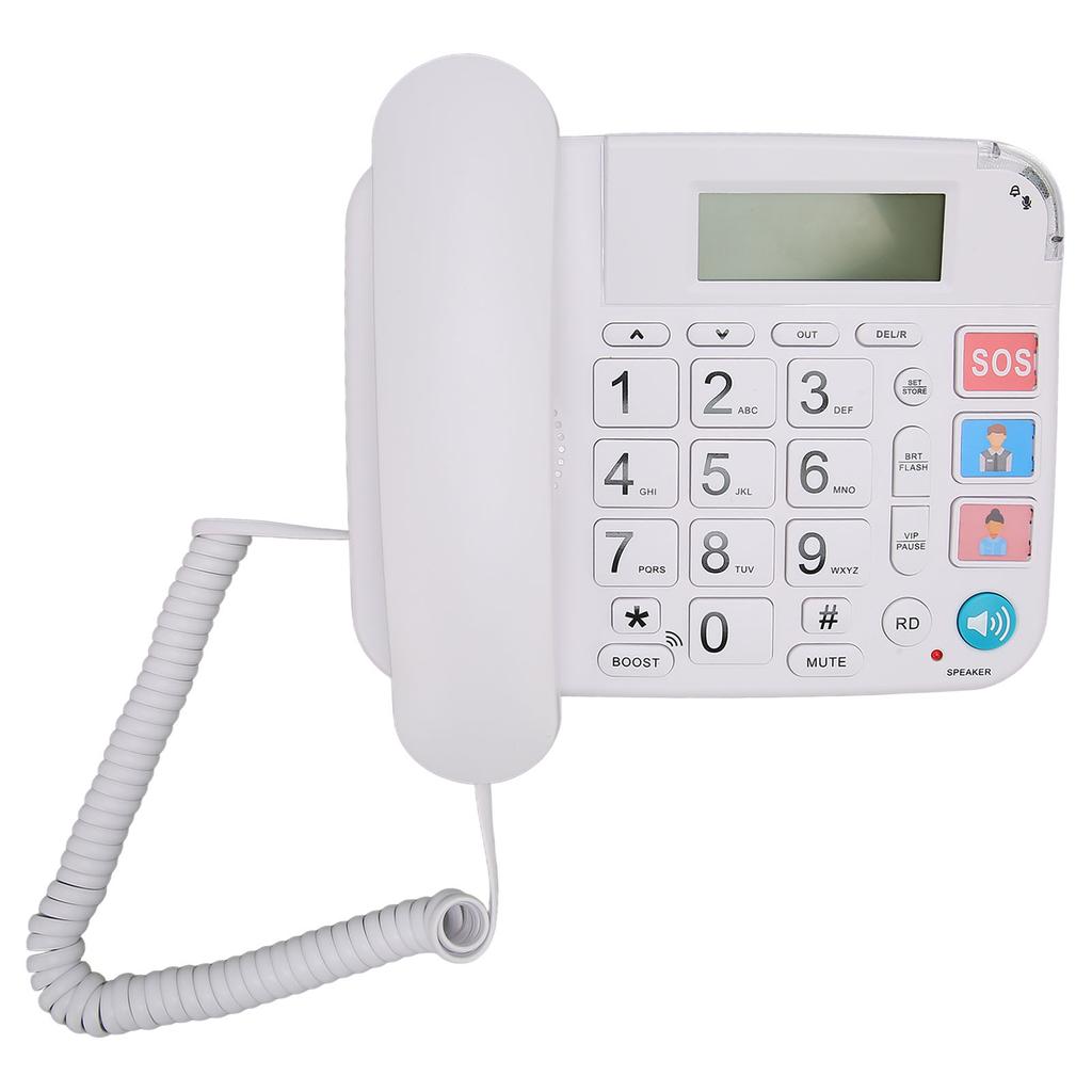 Home Corded Phone LCD Display Ringtone Volume Adjustment Big Button Landline with Speaker for Seniors