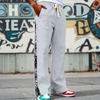 Mens American Hip Hop High Street Loose Paisley Straight Leg Casual Sweatpants