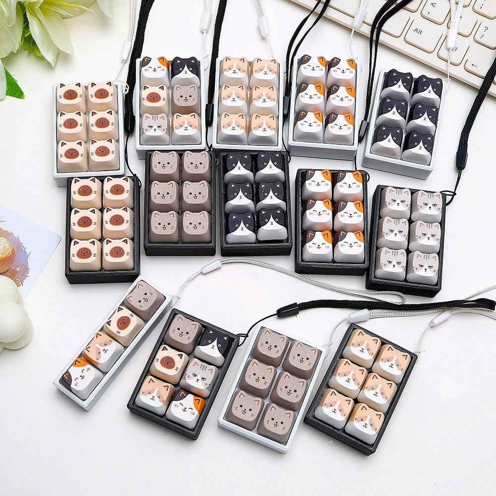 Cartoon Anti-stress Fidget Toy Cute Backpack Pendant Clicker Cat Keycap Keychain Bag Pendant