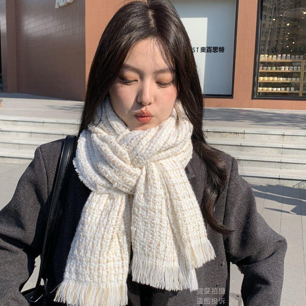 Xiaoxiangfeng Elegant Autumn and Winter New Imitation Cashmere Fringed Scarf Winter Korean Version of High-end Versatile Knitted Scarf Tide