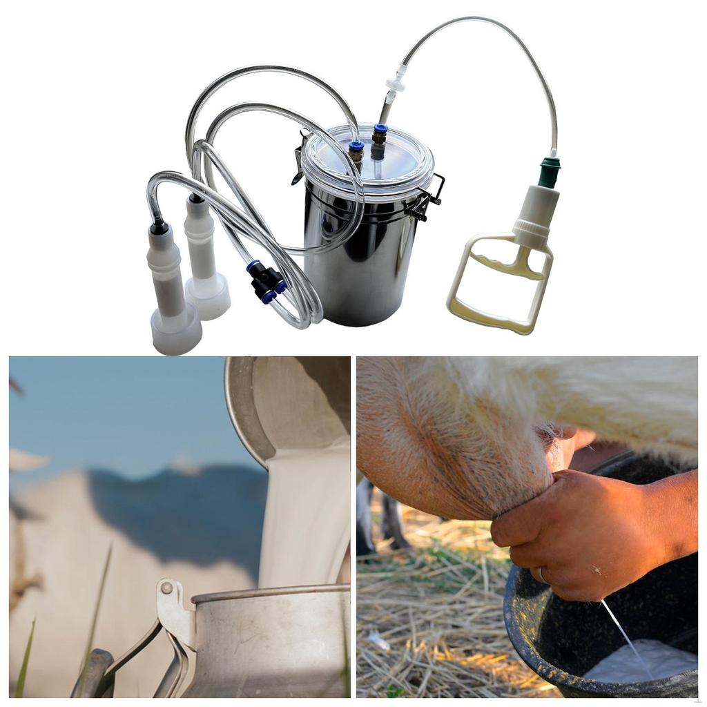Kit de ordeñadora manual de vacas de 2 litros, ordeñadora de mano para granjas domésticas, ligera y portátil