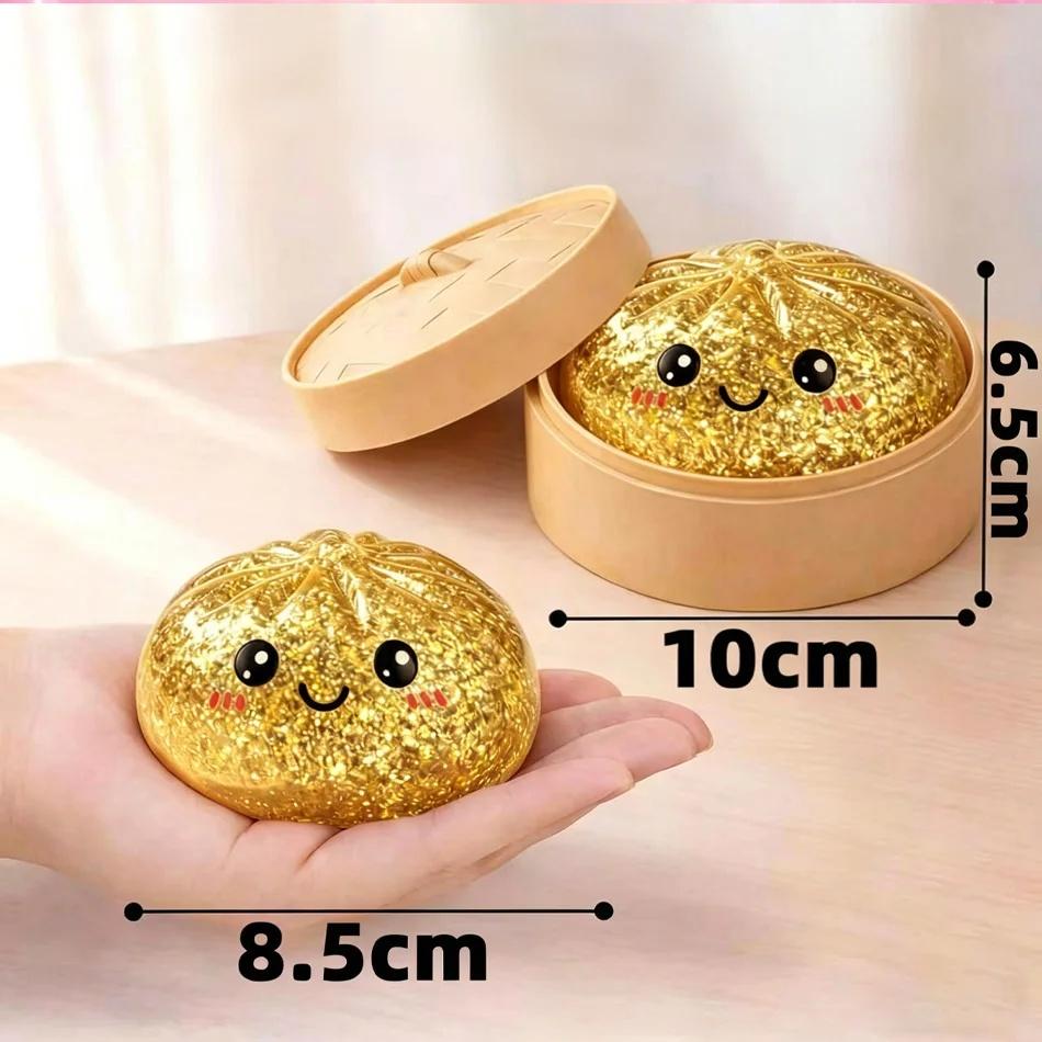 Simulation Food Dumpling Squishy Squeeze Ball Colorful Sensory Fidget Toy With Steamer For Stress Relief Home Desktop Decor Gift