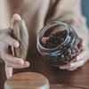 Japanese Style Glass Storage Jars with Acacia Wood Lid, Set of 2