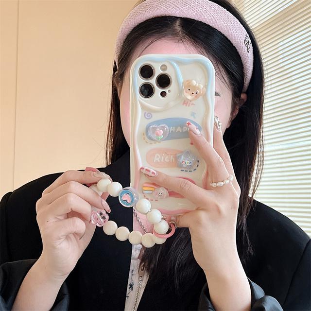 

Милый мультяшный 3d медведь кролик цветок Радуга браслет из бисера мягкий чехол для Iphone 14 12 11 13 Pro Xr X Xs Max защитная задняя крышка for iphone 14PRO MAX