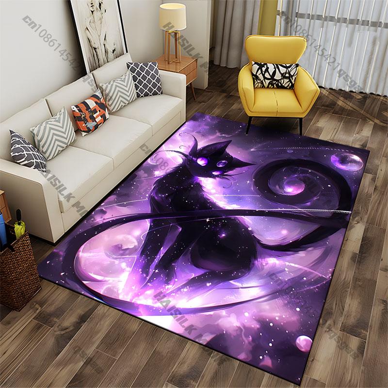 Mystical cosmic feline energy carpet Yoga living room room decor children's crawling mat doormat area rug games mat