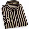 Men‘s Stylish Stretchy Striped Button-Down Shirt - Comfortable Long Sleeve Business & Casual Top - Color Block Design, Spring Summer