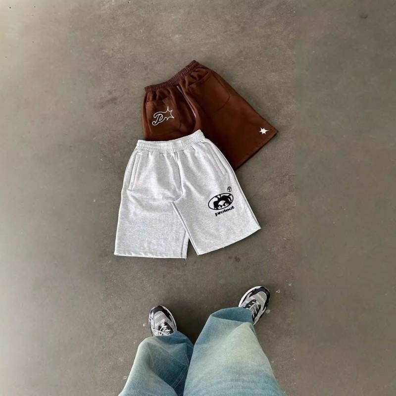 Mens Loose Fit Printed Shorts Streetwear Hip Hop Casual Sporty Short Pants Cotton Blend