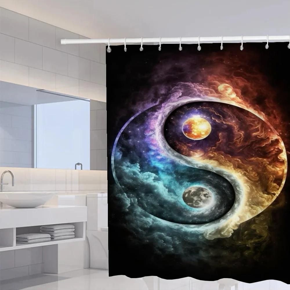 Chinese Taiji Yin Yang Eight Diagrams Shower Curtain for Bathroom Accessories Folding Partition Curtains Bath Bedrooms Quarto
