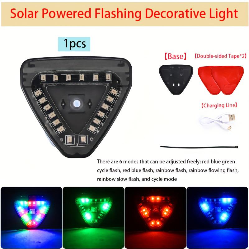 

Car Solar Power Strobe Warning Light Motorcycle Tail Colorful LED Night Rear Collision Flashing Signal Lamp Waterproof LED Light