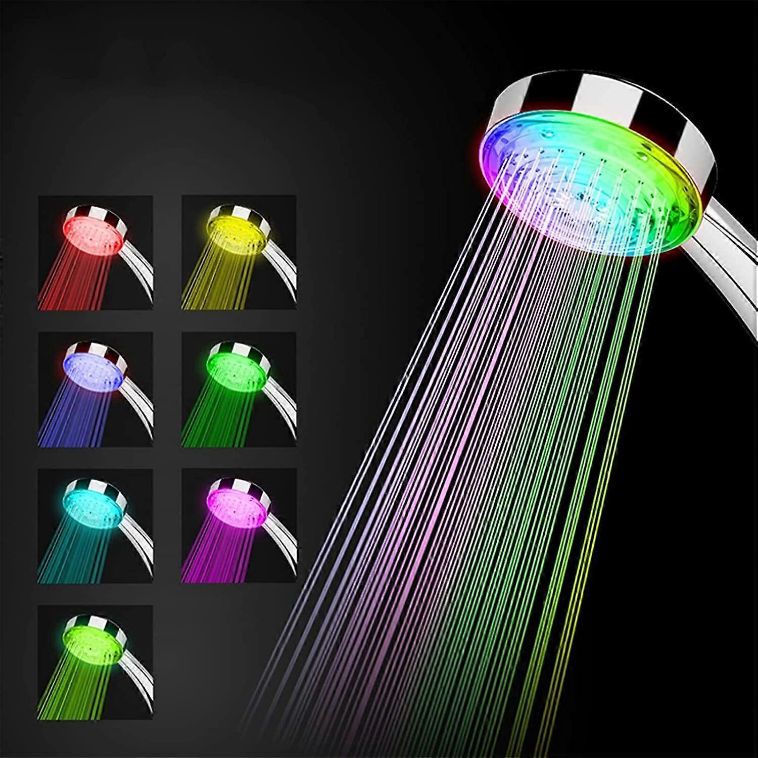 Duschkopf, Universelle Duschbrause für Badezimmer, 7 LED Farben Automatischer Farbwechsel, Hoher Druck Wassersparen Protecti