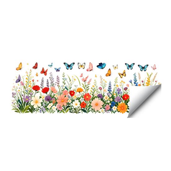 Colorful Flower Butterfly Window PVC Static Cling Waterproof Glass B