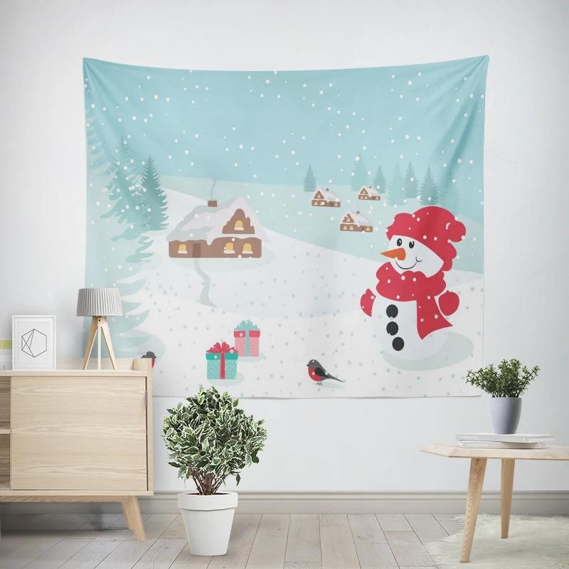 Neujahr Weihnachtsthema Schneemannmuster Wohnzimmer Schlafzimmer Dekotapisserie