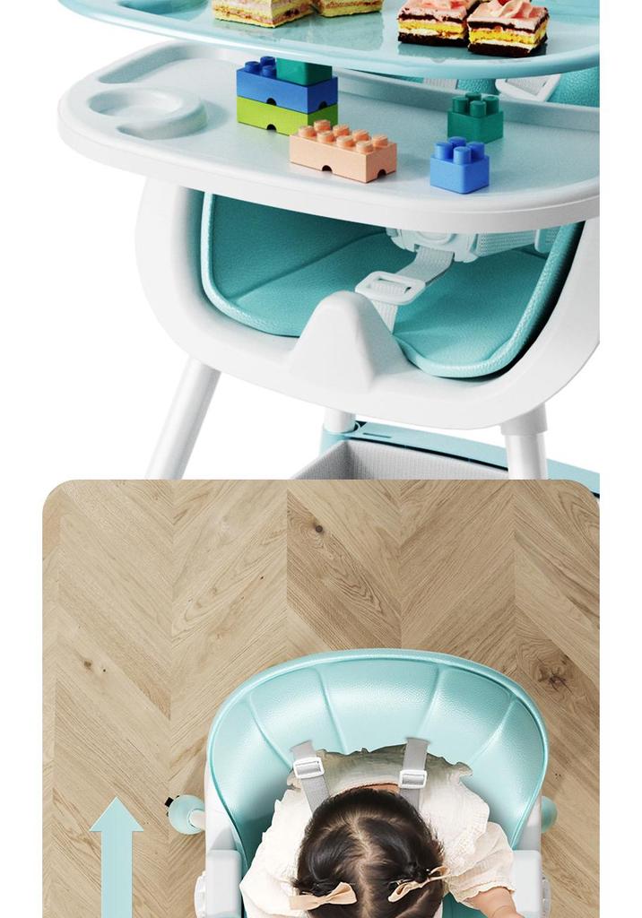 Adjustable Portable High Chair for Infants - Foldable Children's Dining Seat with Double Layer Tray