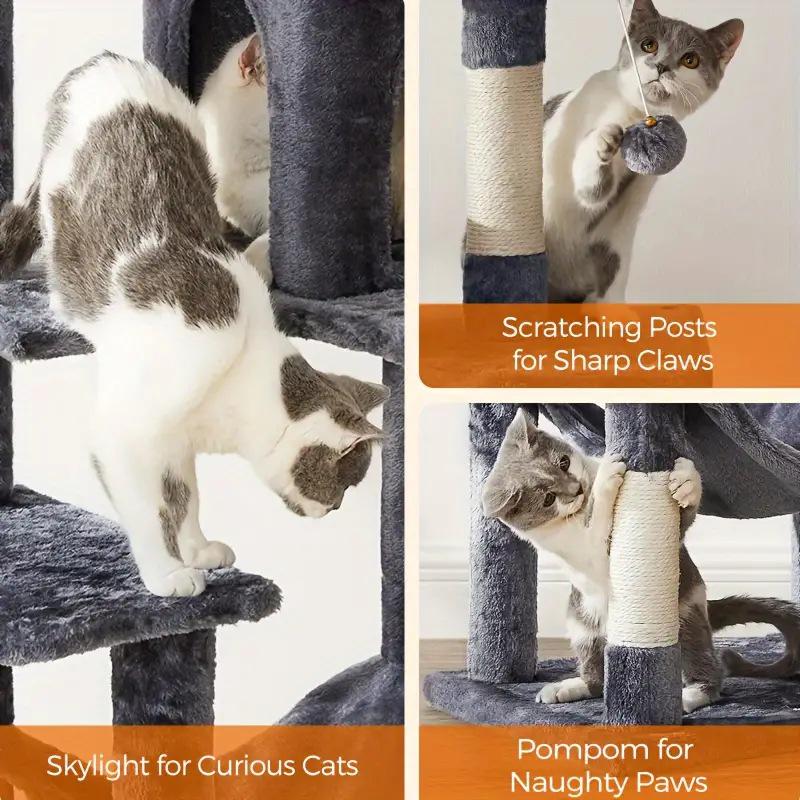 Medium Sturdy Sisal Cat Tree with Bed, Scratching Post, Integrated Frame, Toy Platform, and Kitten Supplies
