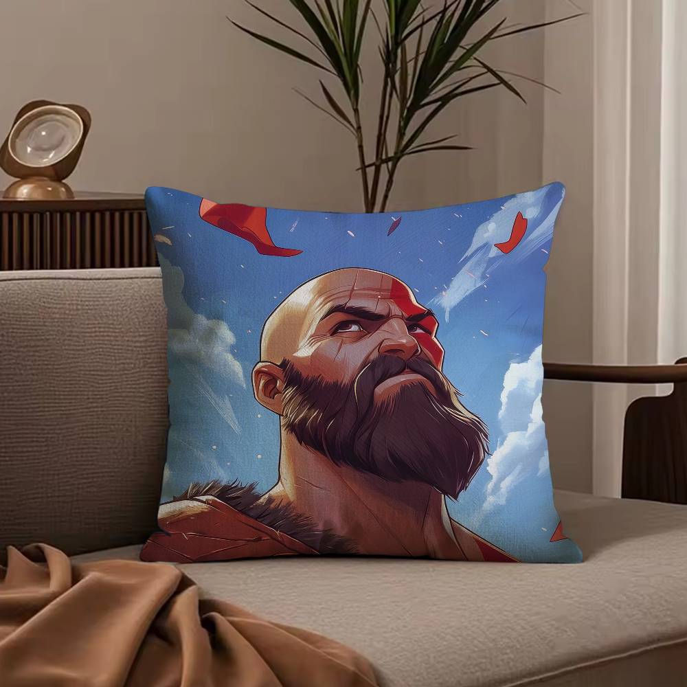 Anime G-God of W-War Ragnarok Pillow Case Anti-dustmite Pillowcase Invisible zipper silky short plush Sofa cushion cover