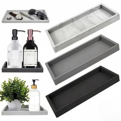 A Rectangular Silicone Aromatherapy Tray For Bathroom, Non-Porous Vanity Table, Marble Washbasin Tabletop Storage
