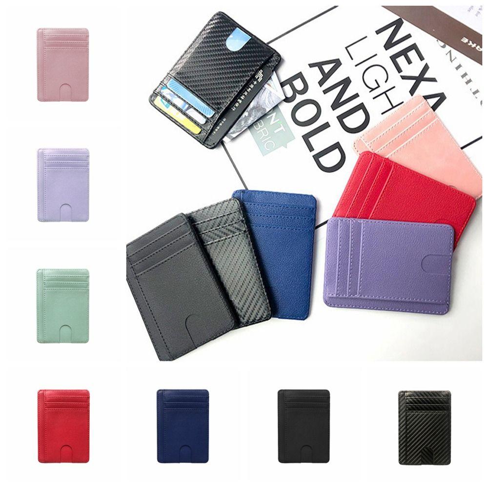 RFID Blocking Leather Credit ID Card Holder 8 Slots Simple Card Case Elegant PU Coin Purse Outdoor