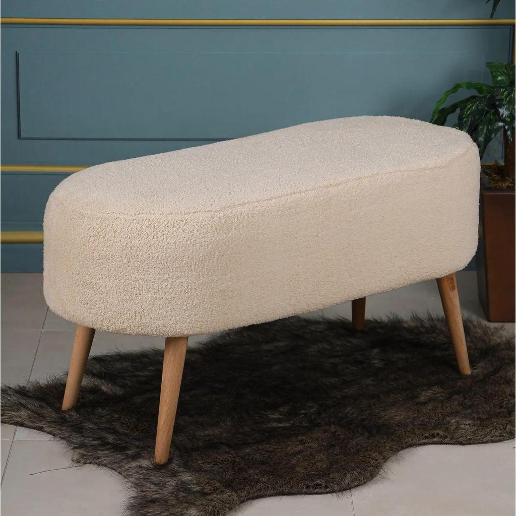 Decorative Multi-Purpose Pouf Sofa with Hornbeam Legs Digital Printing Bench Furniture for Home Living Room