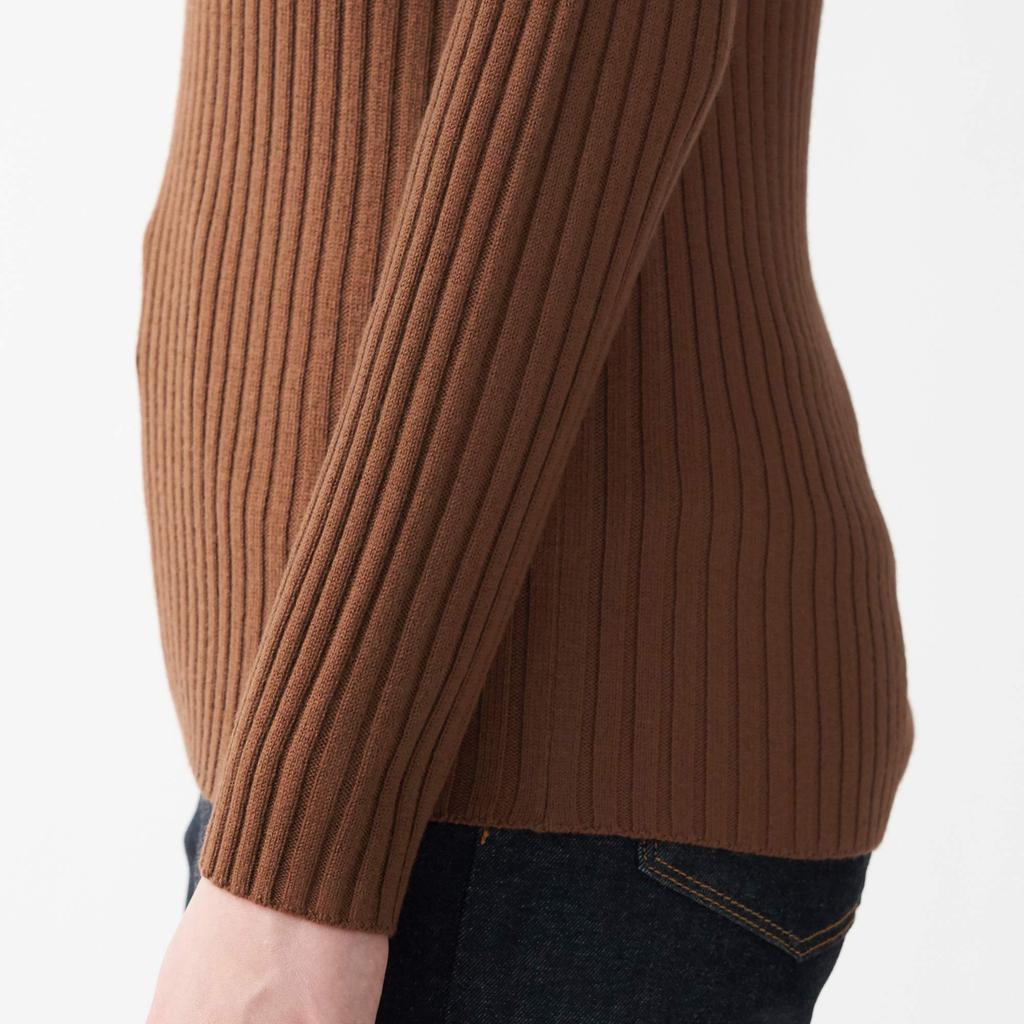 MUJI Thick Ribbed High Neck Washable Sweater That Reduces Neck Irritation XS Brick 44180334 Women's