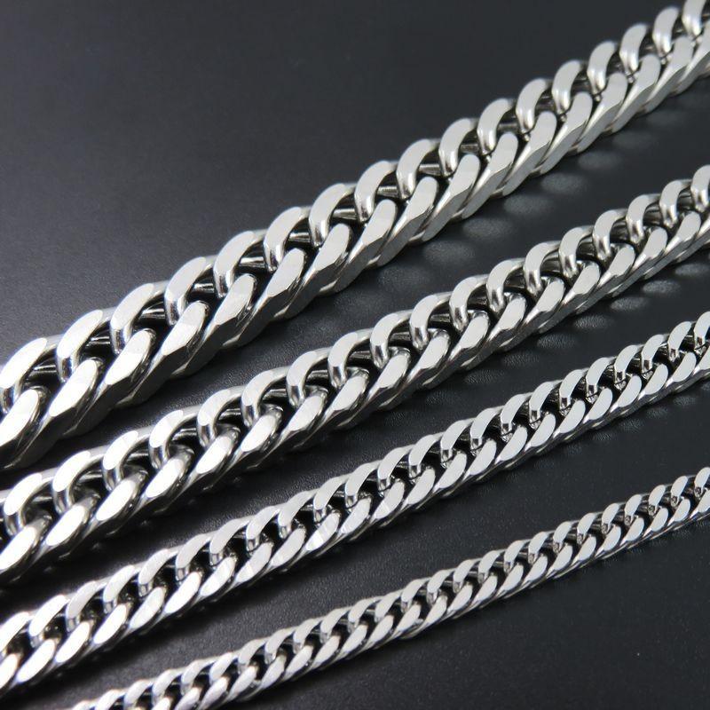 3-11.5MM 45-70CM Cuban Chain Stainless Steel Double Buckle Necklace Unisex Cool Handsome Necklace