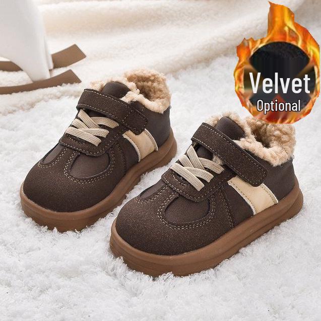 

Новые зимние хлопковые туфли на бархатной подкладке: Кроссовки для малышей и детсадовцев для мальчиков и девочек Size 26, Insole Length 15.8 cm