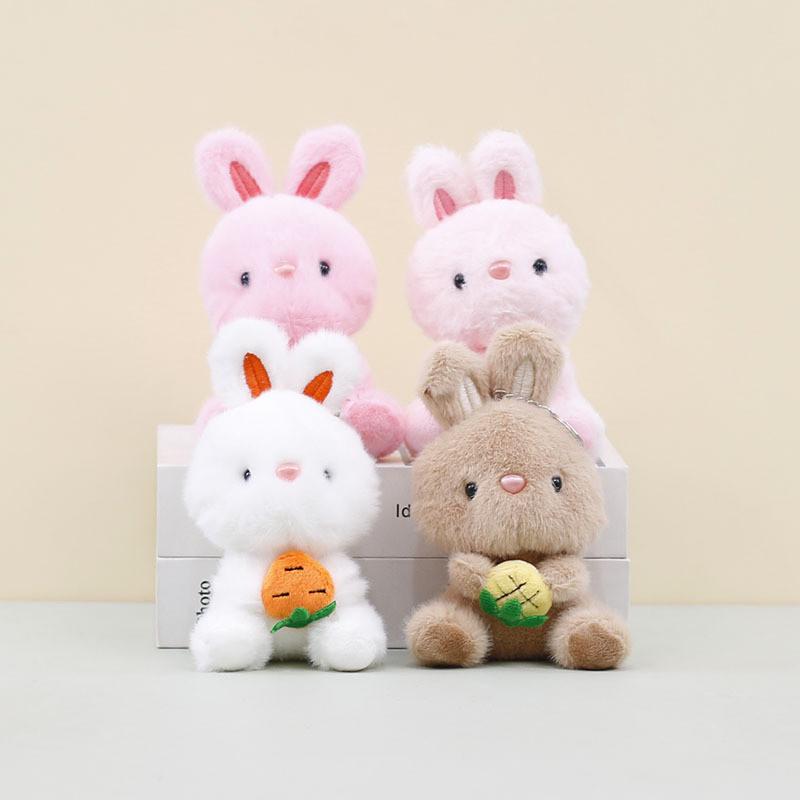 Cute Cartoon Plush Bunny Keychain With Ultra Soft Short Fur For Bag Decoration