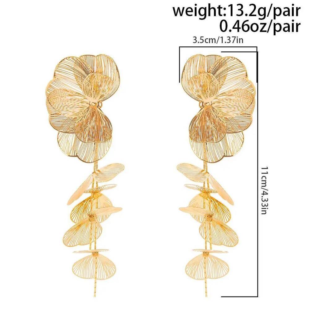 IngeSight.Z Exquisite Gold Color Ginkgo Leaf Tassel Drop Earrings Women New Charm Metal Earring Trendy Wedding Jewelry Accessory