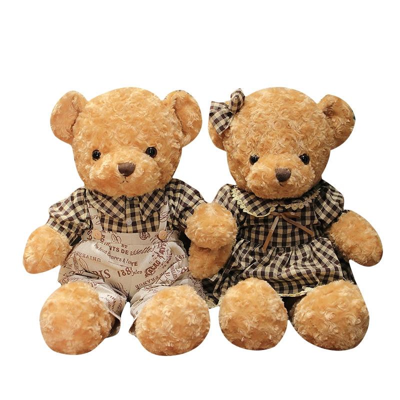 Schönes Teddybär-Plüschtierpaar, hochwertige Bären mit Kleidung, Rock, Plüschkissen, Stoffpuppen für Mädchen