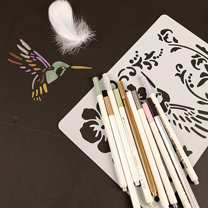 Narzędzia do dekoracji albumu DIY: Motyw Koronka Linijka, Puste Szablony PET i Akcesoria do Malowania