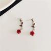 Vintage French Red Rose Flower Necklace Bracelet Set for Women Fashion Romantic Clavicle Chain Necklace Engagement Jewelry Gifts