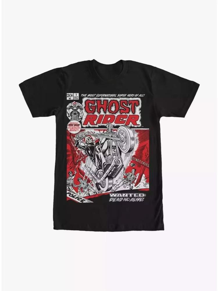 Marvels 2026 new highquality Marvel Ghost Rider comic cover print Unisexs and Womens shortsleeved casual Tshirt L