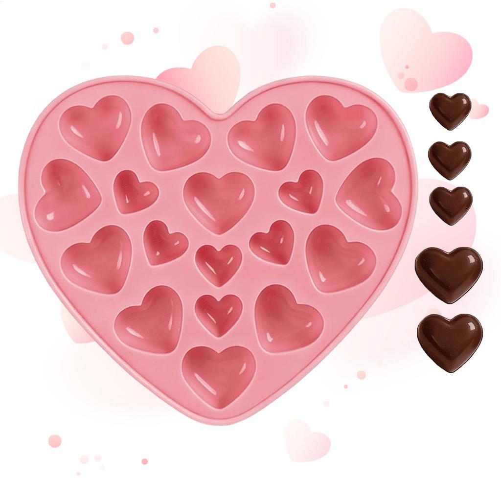 Valentine's Day 18 Cavities Heart Silicone Mold Food Grade Chocolate Mold For Candies Jellies, Multi-Cavity Baking Mould