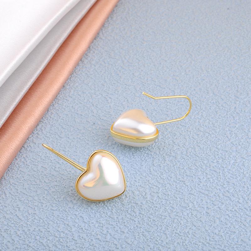 Cute Heart Earrings, Pearl Drop Earrings, INS Style, Simple Earrings, Dainty Fashion Jewelry