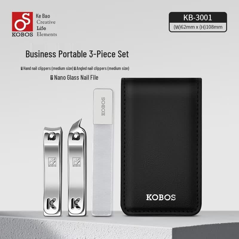 KOBOS 3-Piece Nail Clipper and Care Set