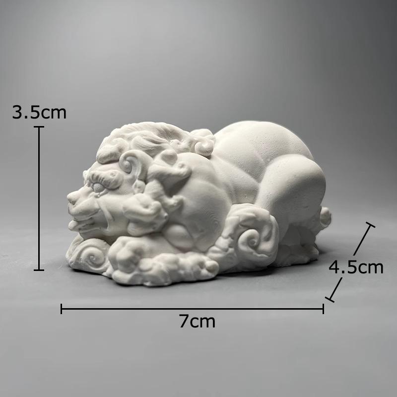 Chinese Stone Lion Plaster Statue Desk Decoration Feng Shui Ornaments Creative Artwork Stone Lion Sculpture Room Aesthetic Decor