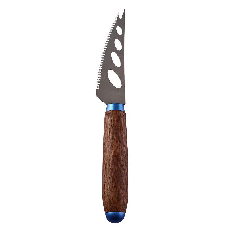 New Style Carved Wooden Handle Cheese and Butter Knife Set with Titanium Alloy Blades