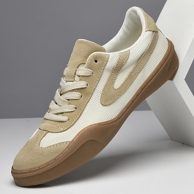 Men's shoes 2025 summer new youth leather lace-up sports board shoes versatile trend low-top flat casual shoes