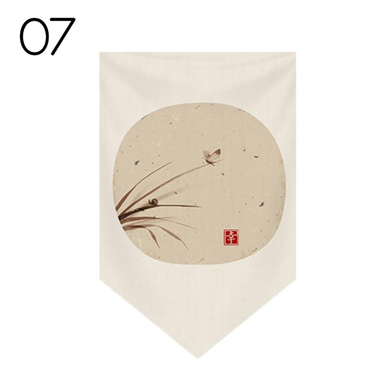 Japanese Tea Room Partition Door Head Curtain Signboard Chinese Style Hanging Short Curtain Restaurant Teahouse Decor Pennant