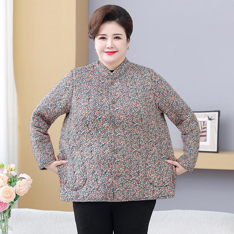 Plus Size 200 Jin Women's Cotton Jacket for Indoors/Outdoors - Fleece-Lined Back Protection for Middle-Aged & Elderly