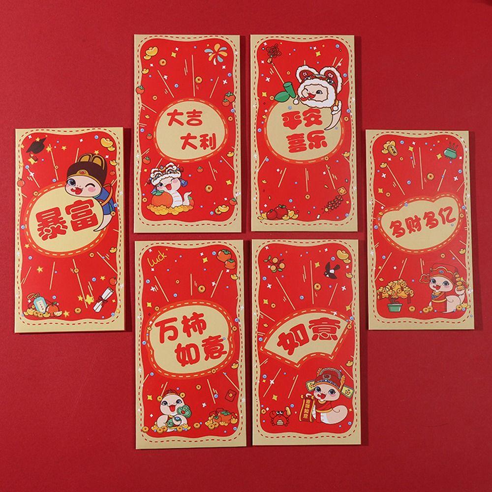 

6pcs Blessing Chinese New Year Red Pocket Traditional Lucky Money Bag Bonus L
