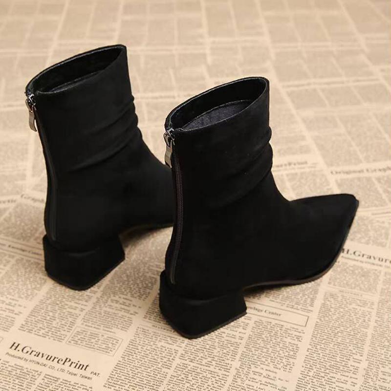 Ankle Boots for Women Mid Heels Fashion Shoes Pointed Toe Heeled  Fashion Pumps Gothic Boots New Elegant Suede Mujer Botas